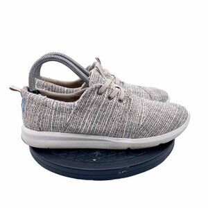 Toms Women's Del Rey Sneaker Size 8.5 Gray Linen Lace Up Casual Shoe Walking